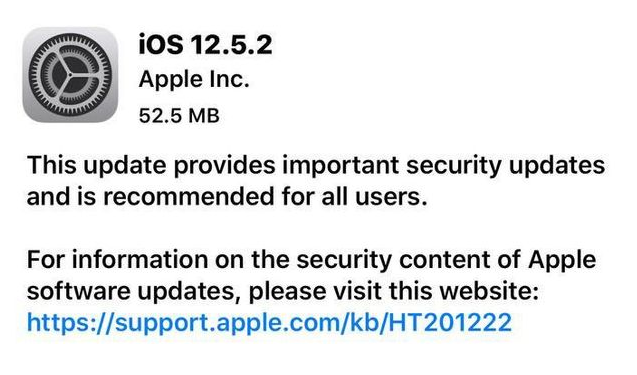 福清苹果手机维修分享iOS12.5.2发布，建议所有老苹果用户安装 